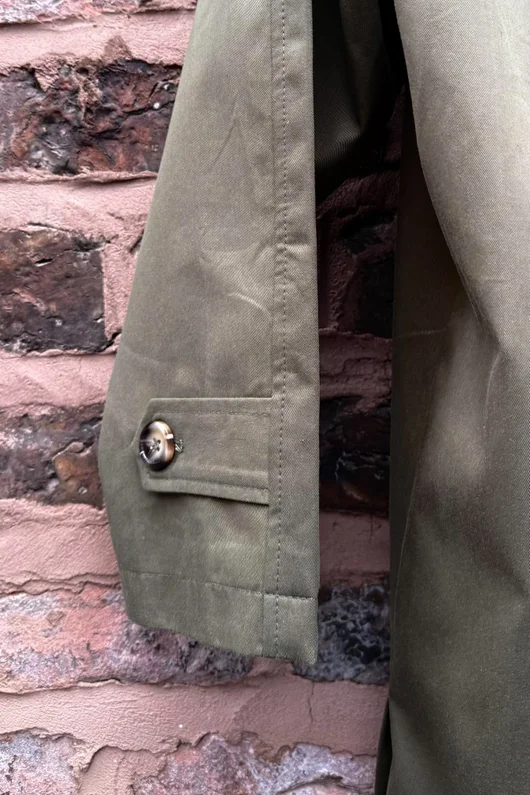 Dunbar Neckerchief Hood Gaberdine Coat Heritage Green